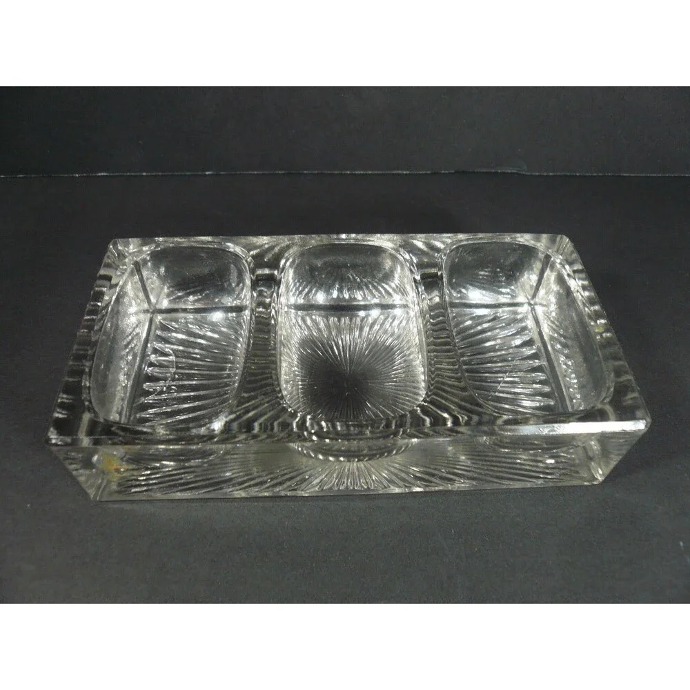 Vintage Glass 3 Sections Trinket or Sauce Dish